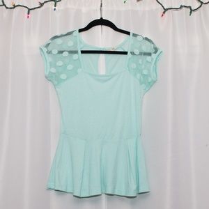 Aqua Derek Heart aqua peplum top M